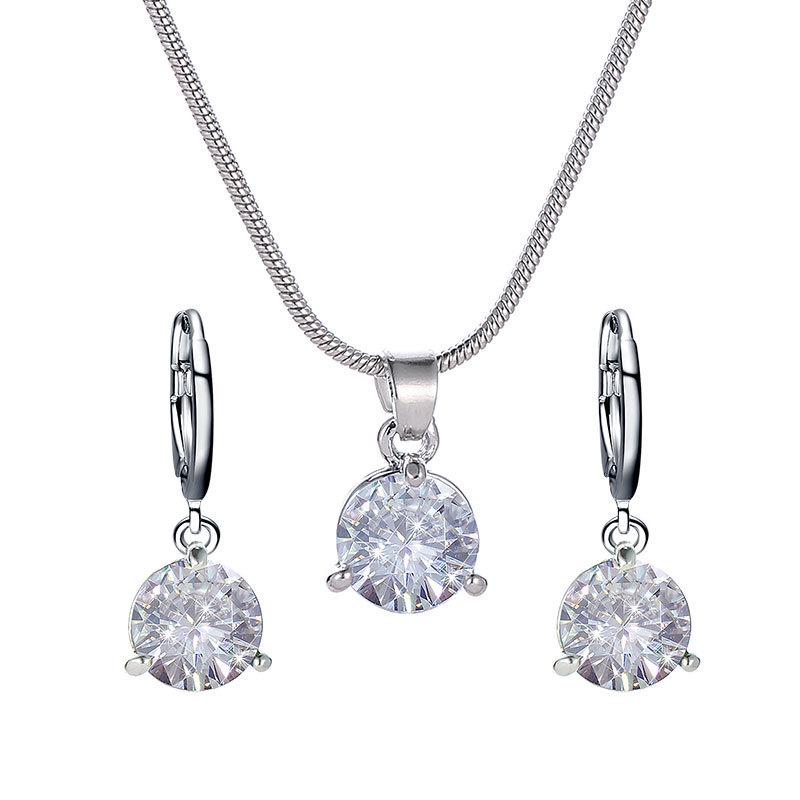 Chic Melody Pendant Necklace & Earrings Set - Glittering Zircon Crystal Jewelry for Women
