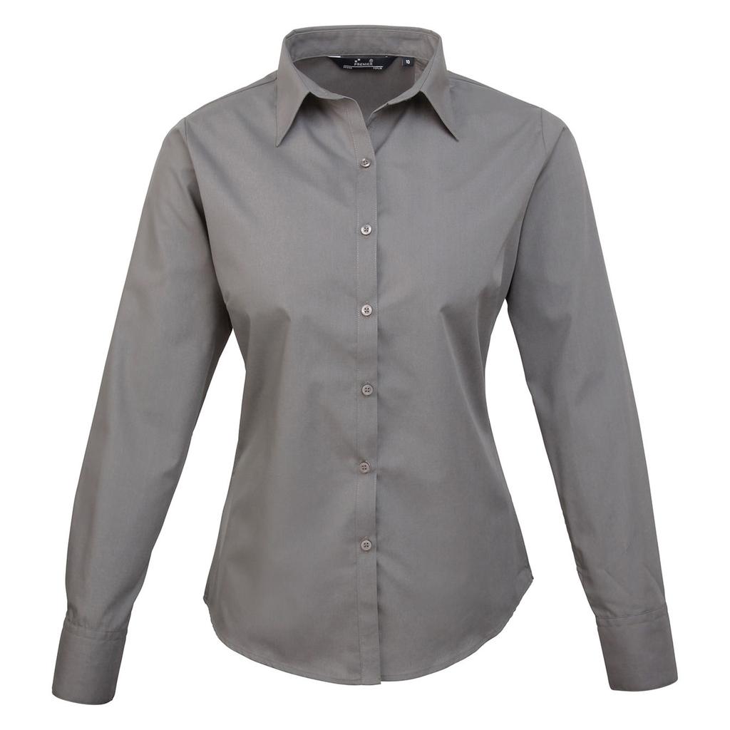 Premier Womens/Ladies Poplin Long-Sleeved Blouse