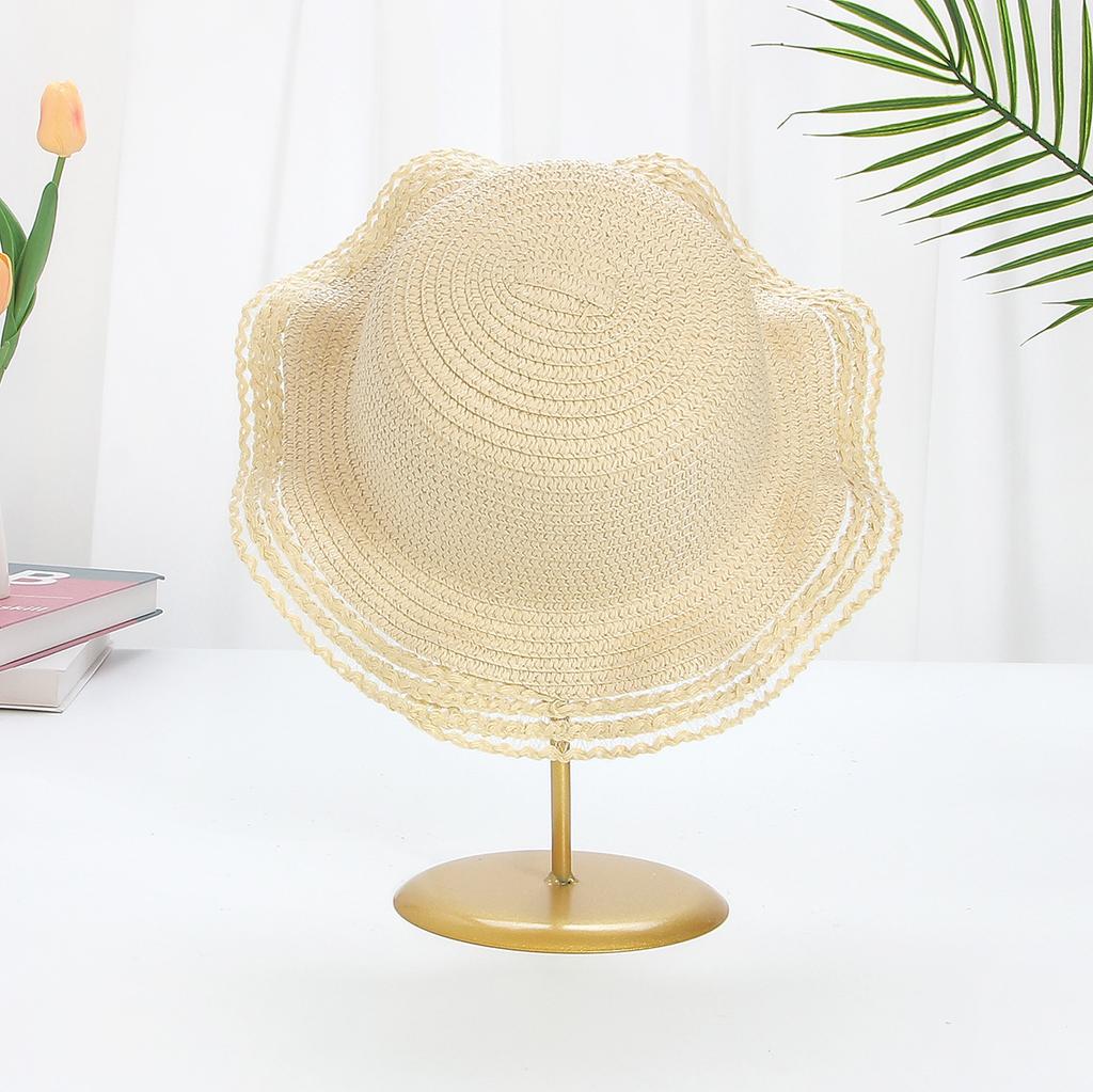 DIY Straw Hat Light Plate Hat Embryo, Summer Large Eave Woven Wave Shaped Sunshade and Sun Protection Sun Hat