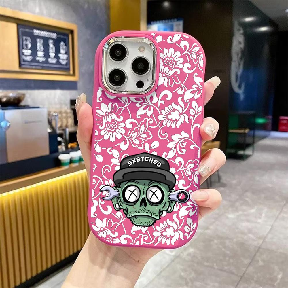 Phone Case: 2D Flat Design Suitable for iPhone 18 17 16 15 14 13 Pro, Couple Style, Zombie Skull, Christmas and Halloween Gift