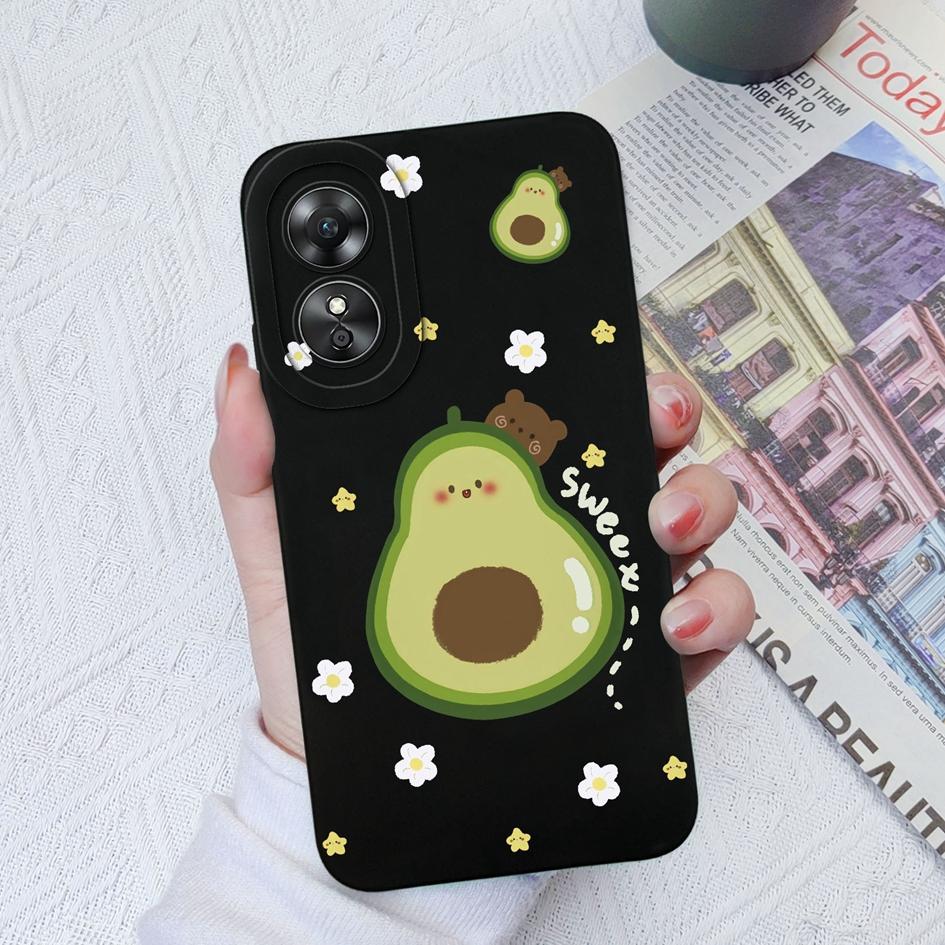 For OPPO A9 2020 A15 A15S A17 A58 A1Pro 5G Phone Case Fashion Avocado Flower Camera Protection Liquid Silicone Soft Cover For OPPO A33 Fundas Coque