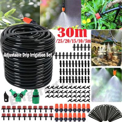 Garden Drip Irrigation System Hose Kit Adjustable Nozzle Sprinkler For Plants Flowers 5M 15M 20M 30M 40M Mist Spray Head Watering Solutions
