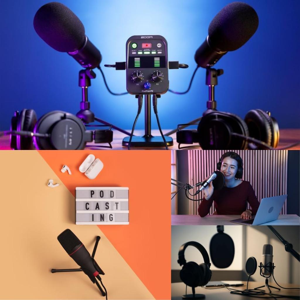 ZOOM P2 Podcast Recorder, Black, USB Input