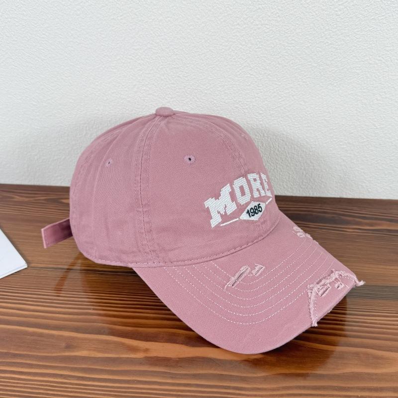 Old Ripped Sun Shading Baseball Hat for Women In Spring and Summer Versatile Letter Embroidery Fashion New Baseball Hat for Men