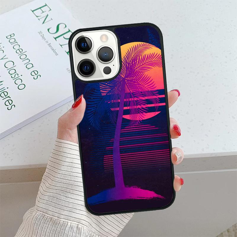 80s Retrowave Neon Palms Tree Phone Case Cover For iPhone 17 Air 15 16 16e 14 13 Pro 12 11 Pro Max For Apple PLUS Fundas Shell