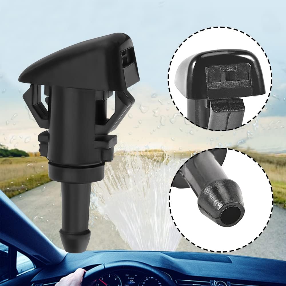 ASUBHA 2PCS Front Windshield Washer Nozzles, Windshield Wiper Sprayer Nozzle Jet Kit Replacement for Most Cars, Ram Replaces 4805742AB, 4805742AC,