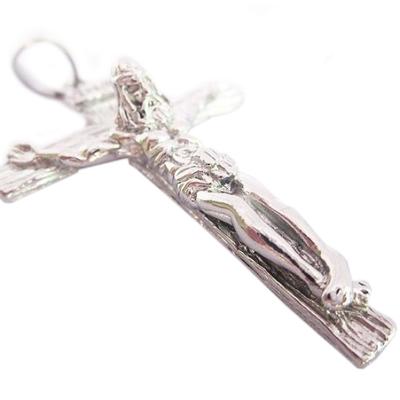 Men's Christian Stainless Steel Jesus On the Cross Pendant Beaded Chain Necklace