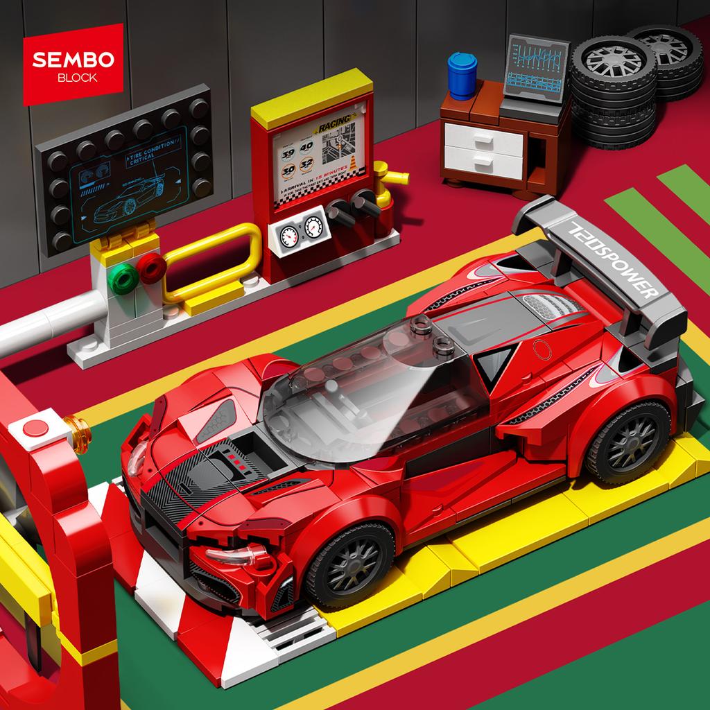 Non-Toxic Sembo Block Sports Car Assemblage Building Blocks Moc Racing Vehicle Models Construction Set Ideas Toys For Children Christmas Gifts