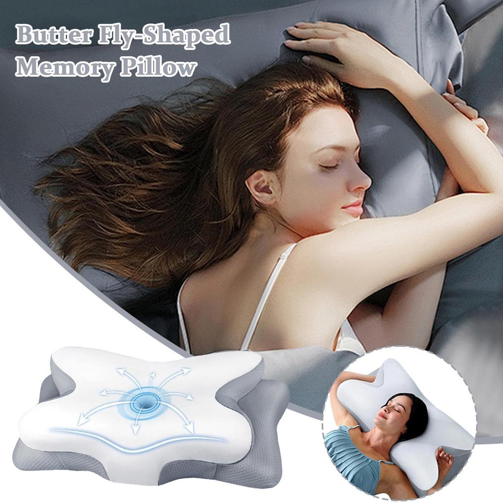 Memory Foam Cervical Pillow Neck Support Sleep Memory Foam Pillow Butterfly shaped sleep memory pillow for Travel Couch
