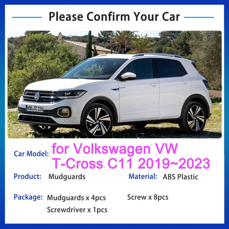 För Volkswagen VW T-Cross C11 ~ Stänkskydd Stänkskärmar Stänklappar Fram Bakre Hjul Skärm 4 st Tillbehör