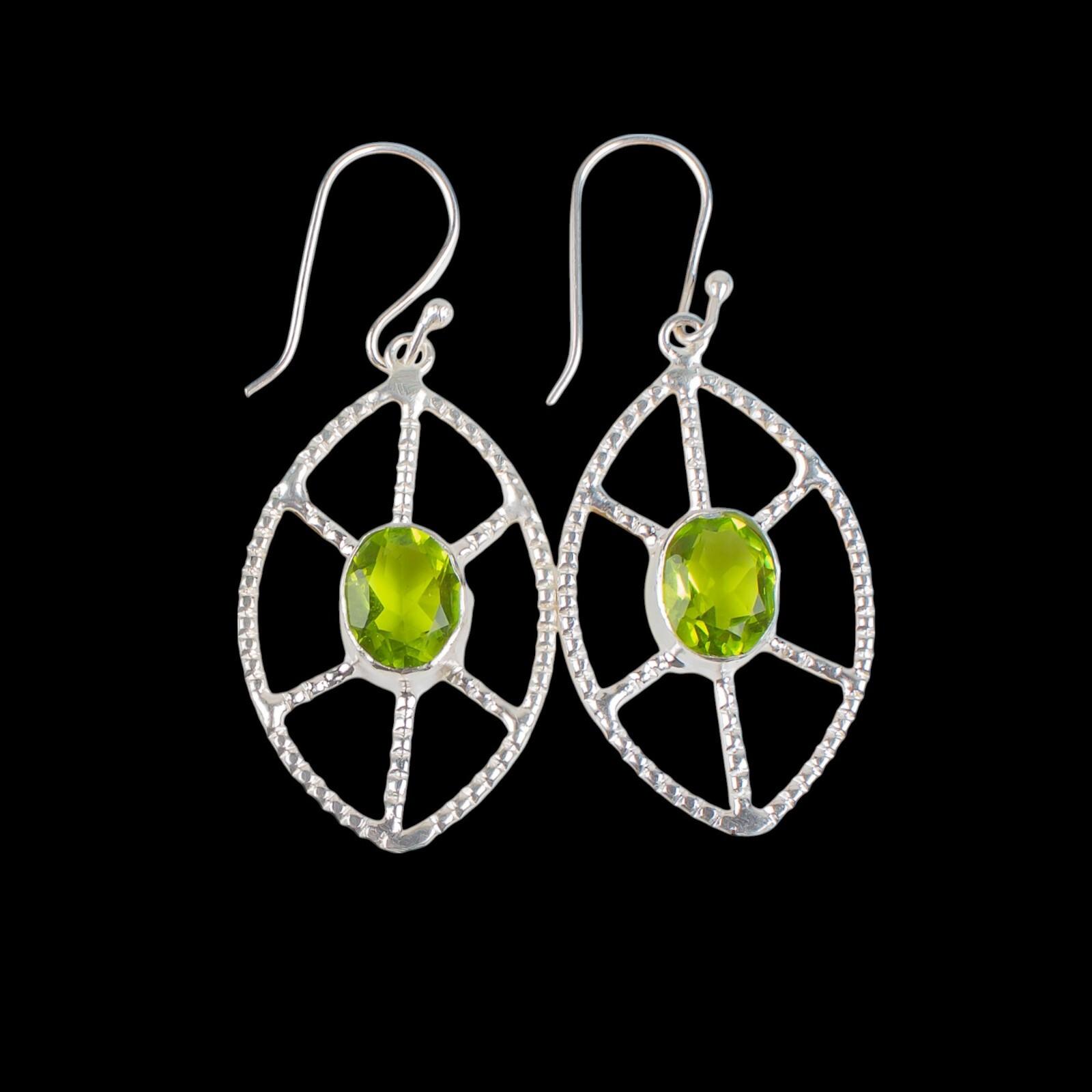 

Peridot Gemstone 925 Sterling Silver Jewelry Handmade Earrings 2.00 For Women EE-48-1