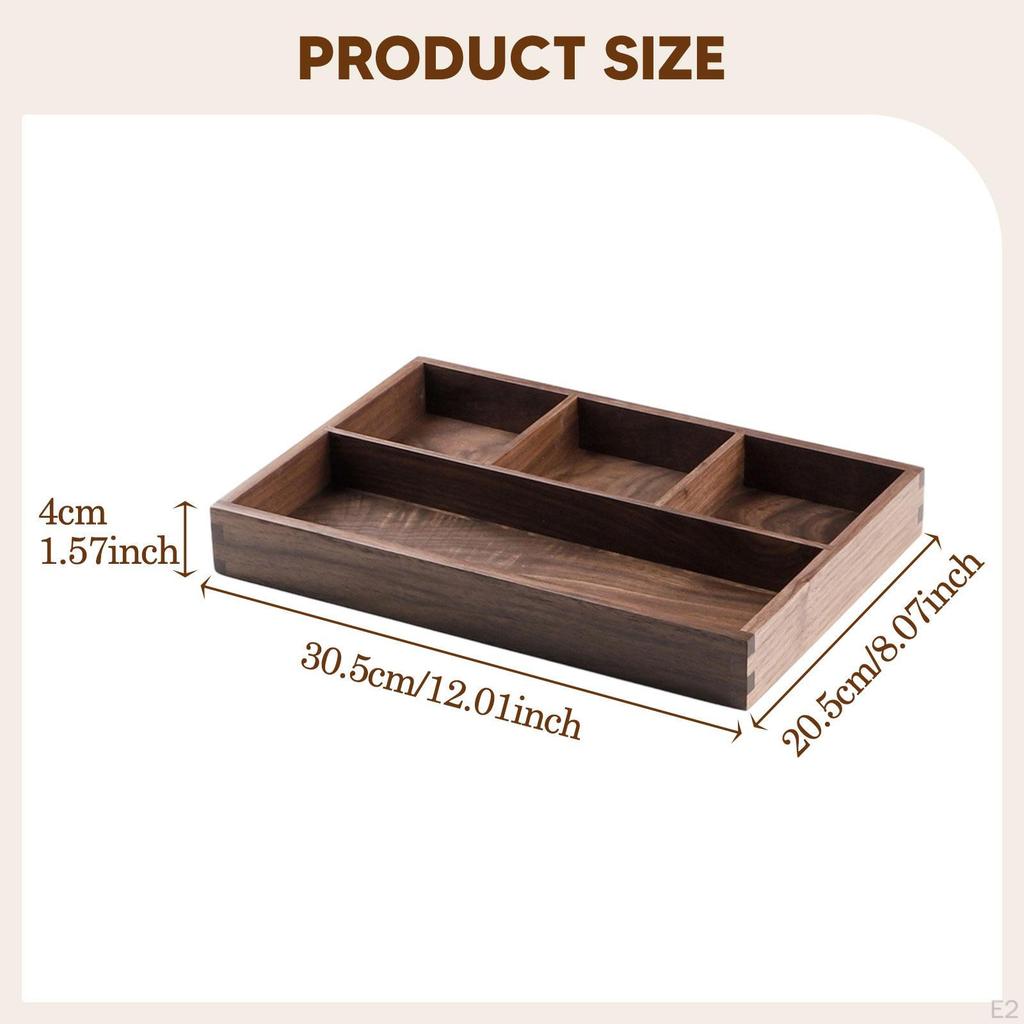Wooden Tray Desk Organizer,Stylish,Multifunctional,Storage Box Jewelry Storage Divided for