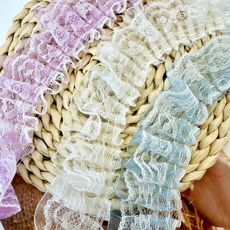 4cm Double Layer Pleated Lace Ribbon for DIY Clothing & Lotus Leaf Skirts