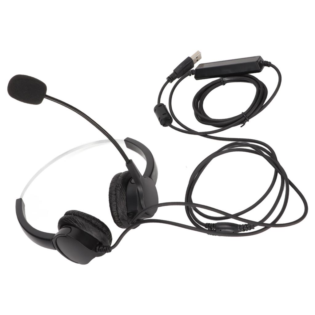 USB Headset Noise Cancelling Wired Call Center Business Headphone with Mic Volume Control for PC