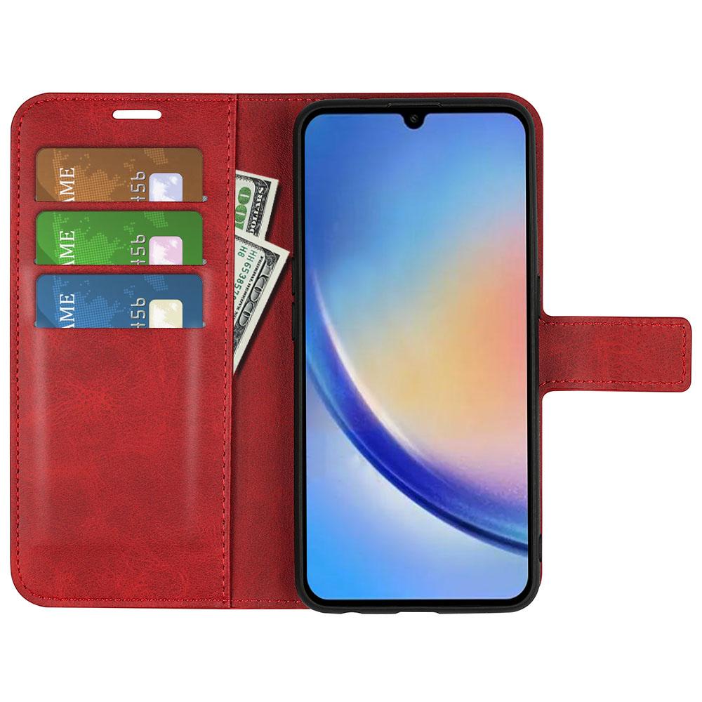 

For Samsung Galaxy A34 5G Folio Flip Phone Case Calf Texture Stand Wallet Cover Blue