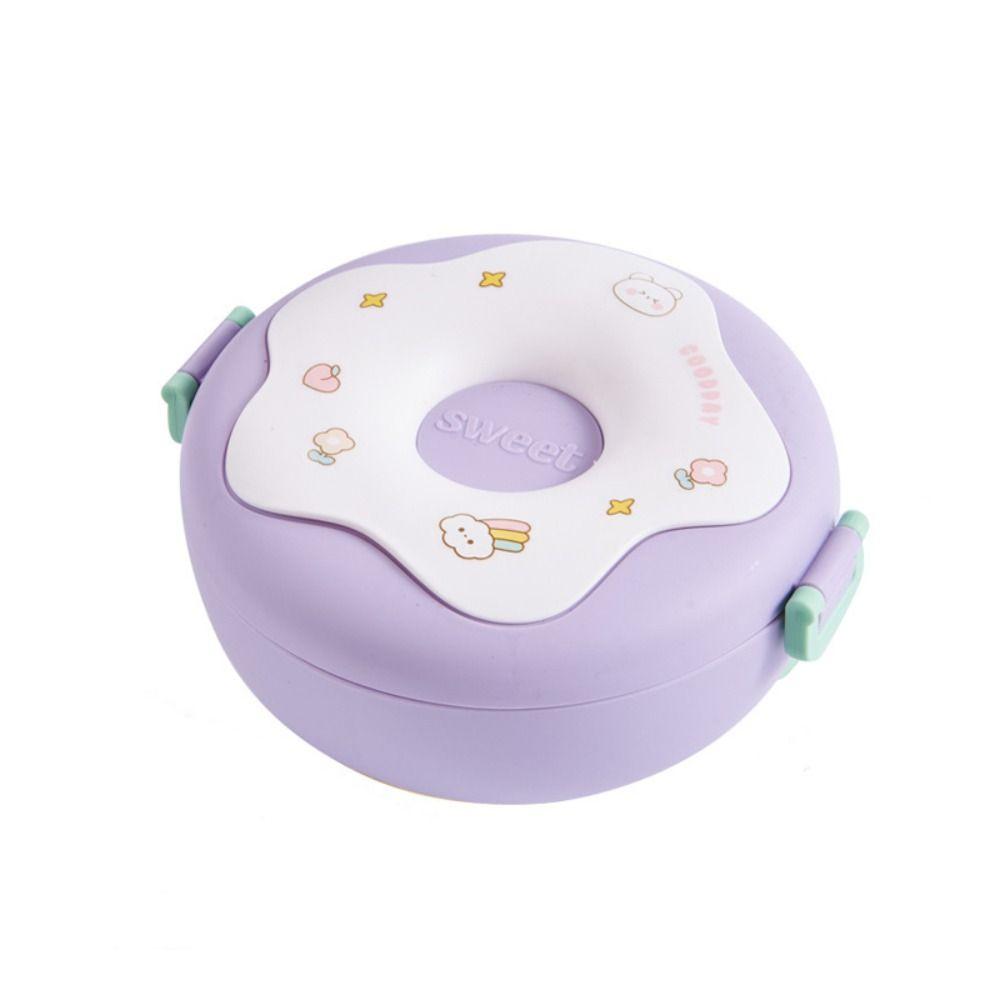 Plastic Food Container Round Shaped Food Storage Box Cute Donut Lunch Box  Girls Children Students