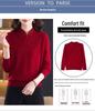 100% Pure Wool Embroidered Qipao Collar Sweater - Red, Age-Defying Knit Base Layer for Women