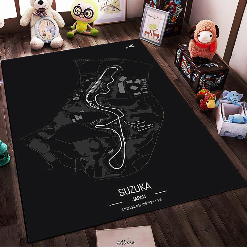 Suzuka Circuit Map Design Rug Non-slip rug suitable for living room and bedroom sofas