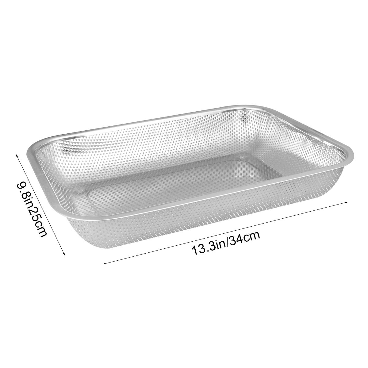 

S Size Stainless Steel Drain Basket Silver Multi-Use Fruit Vegetable Rice Washing Sieve Kitchen Drainage Storage Strainer 31X12.5X5.5cm