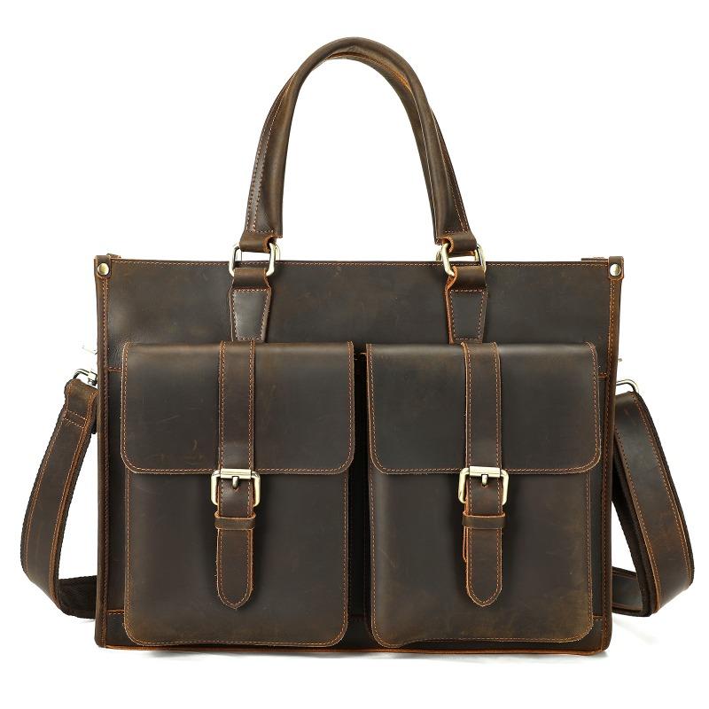 Briefcase Large-capacity Business Commuting Computer Bag High-end Genuine Leather Handbag