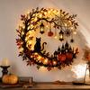 Halloween Light-Up Wreath Hanging Decoration for Holiday Home Wall Decor