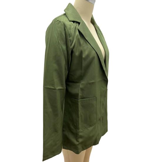 Women Suit Coat Lapel Long Sleeve Open Front Suit Jacket with Pockets Solid Color Slim Fit Office Work Basic Outerwear
