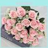 Wedding Rose Bouquet Artificial 18 Head Floral Decoration For Hotel Banquet And Event Decor