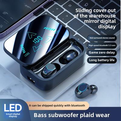 Wireless Bluetooth Headphones In-ear Large Mirror Digital Display Ultra-long Life Noise Cancelling Headphones
