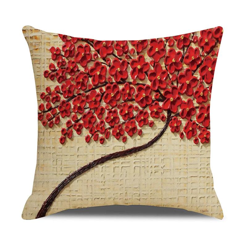 Nordic Home Furnishings Oil Painting Tree Pillow Cover Cartoon Pillow Linen Sofa Cushion Cover New Home Furnishing