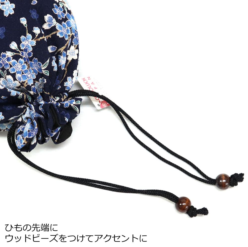 COCOLUCK Japanese Pattern Drawstring Accessory Made in Japan with Chirimen Fabric Perfect for Temple Stamp and Gifts Sakura Bag, Case, Lining, Books,