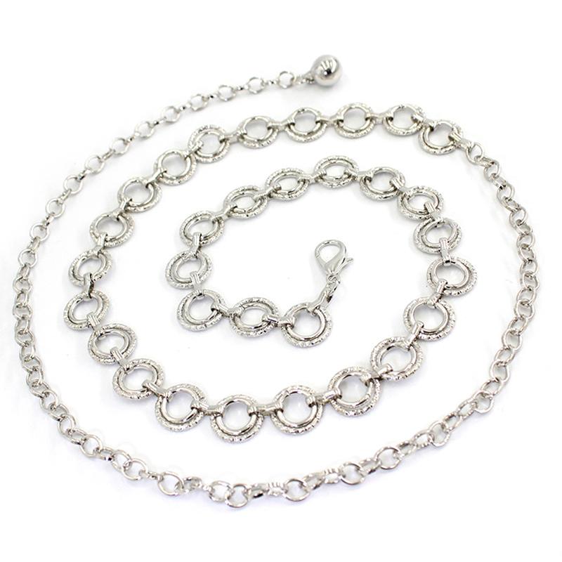 Metal Waist Jewelry Chain Adjustable Body Link Belts Suit Dress Thin Waist Belt