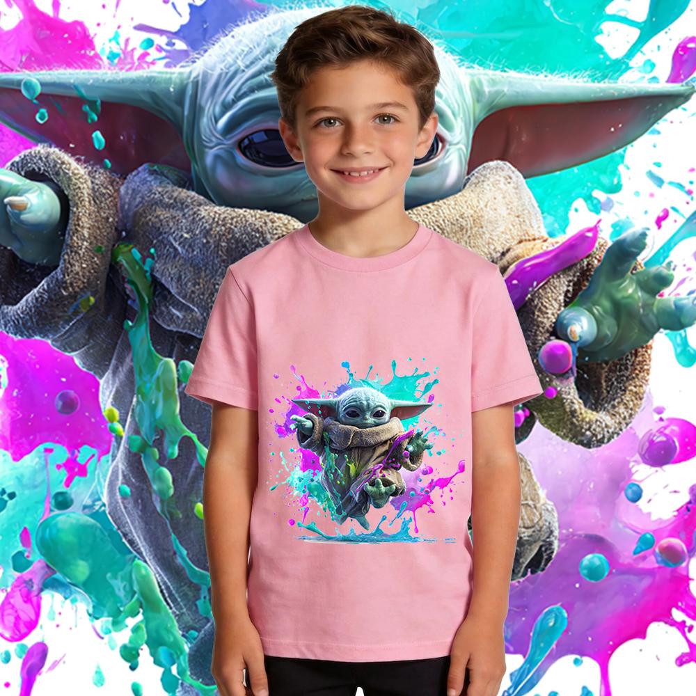 Star Wars Yoda Print Kids Cotton T Shirt Casual Short Sleeve Toddler Boys Girls Summer Top