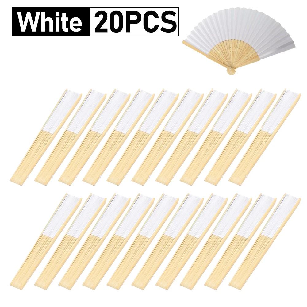 1-20PCS Blank White DIY Paper Bamboo Folding Fan for Hand Practice Calligraphy Painting Drawing Wedding Party Gift Ornament New