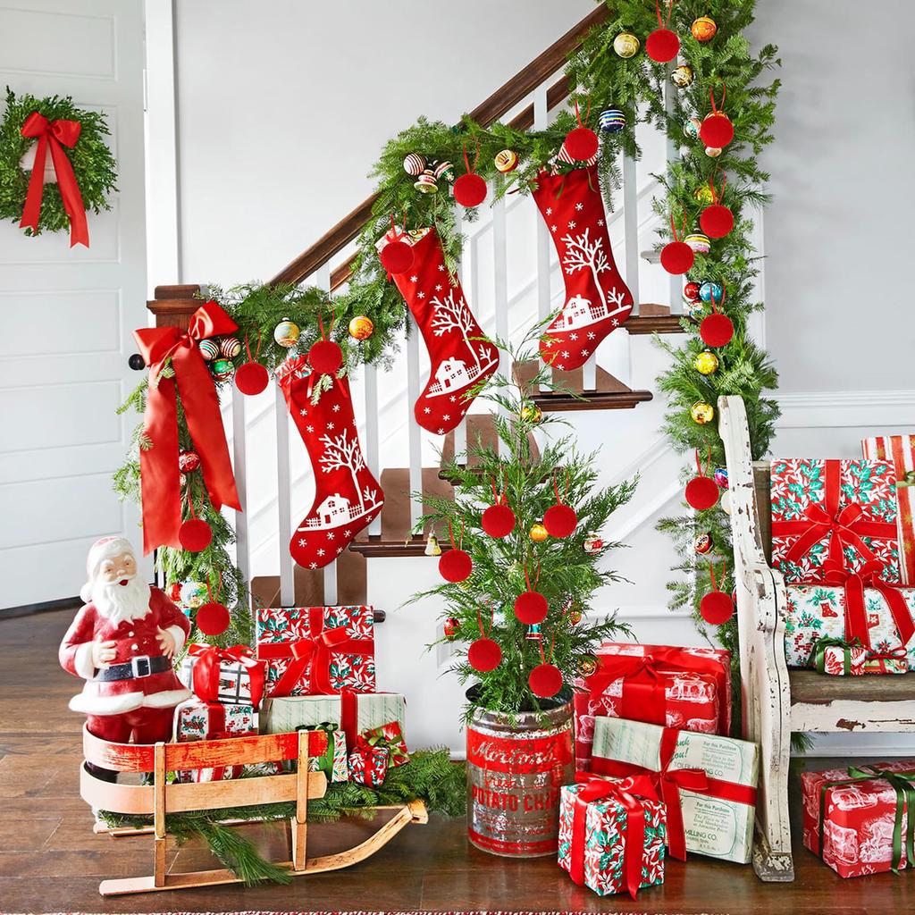 Christmas Decorations With Long Furry Balls