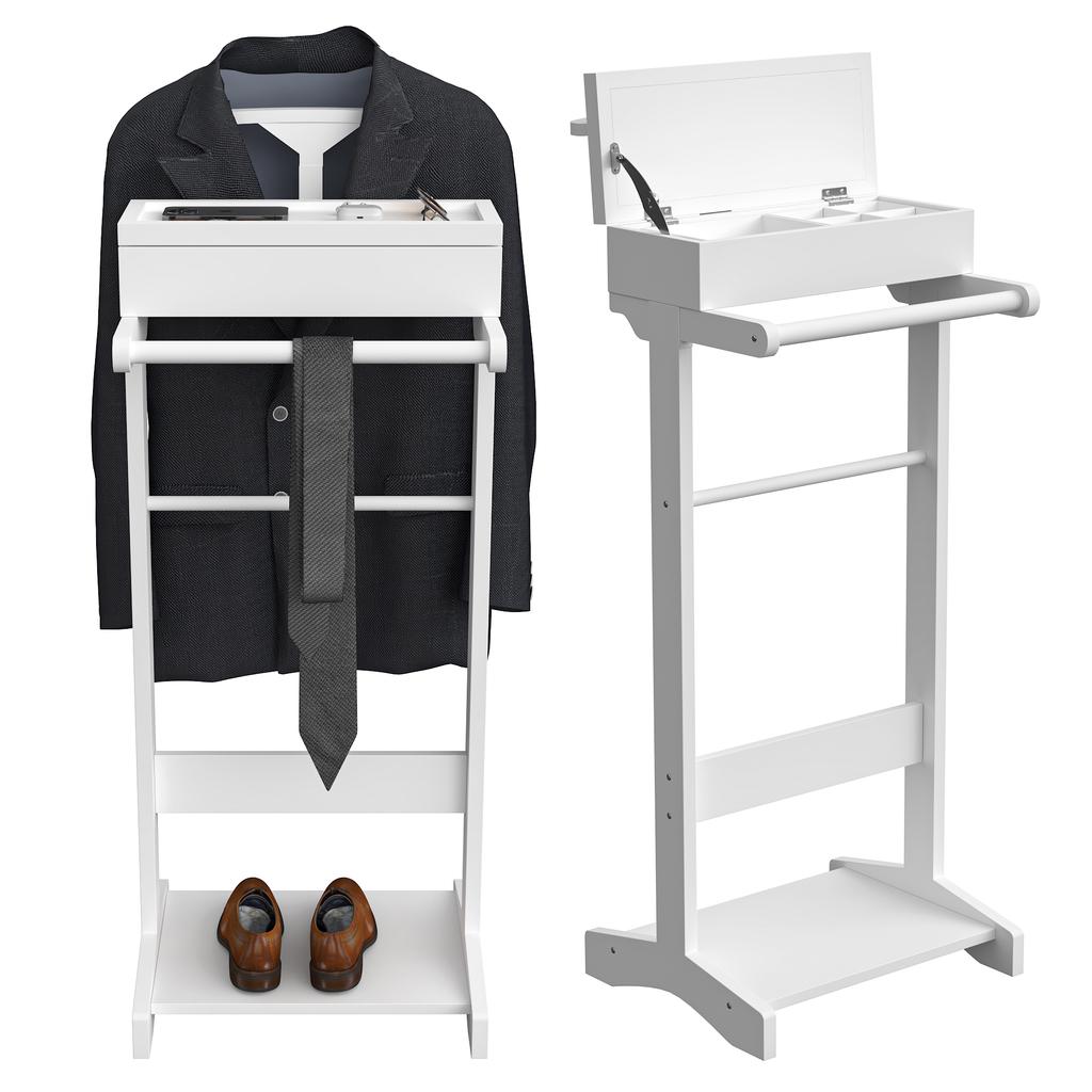 White Portable Clothes Rack, Clothes Rack with Storage Organizer