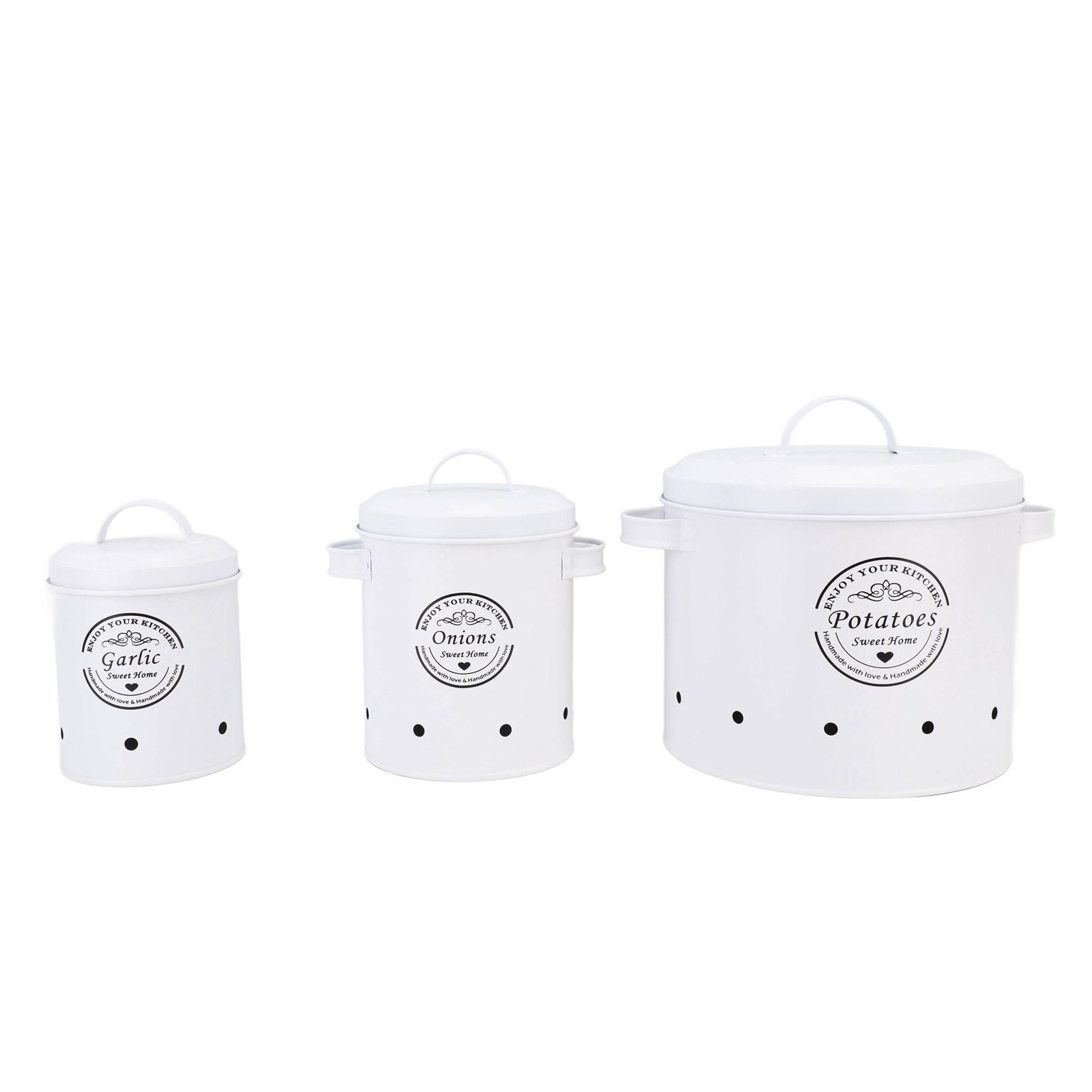 

3 шт. Контейнер для зберігання картоплі та цибулі, вуглецева сталь, стиль фермерського будинку, тримач для картоплі, кухонні контейнери, банки, ємності для стільниці