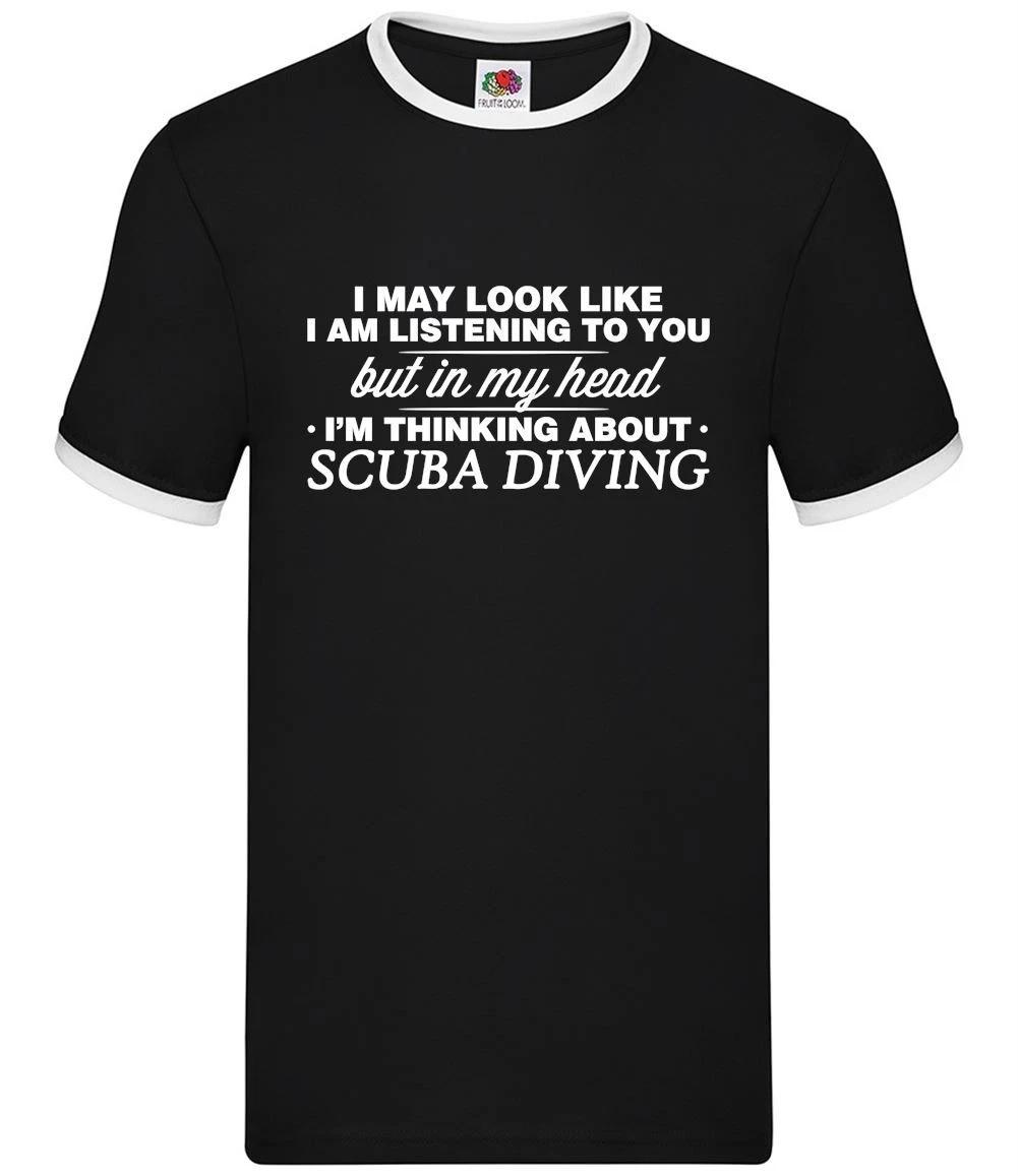 My Head I m Scuba Diving - Mens Ringer - Diver Dive Deep Sea XL