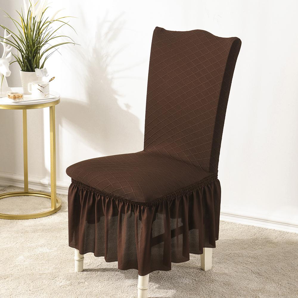 Elegant Jacquard Dining Chair Cover with Frill Skirt Super Stretch Spandex Thickened Anti-Wrinkle Stain Resistant Universal Fit