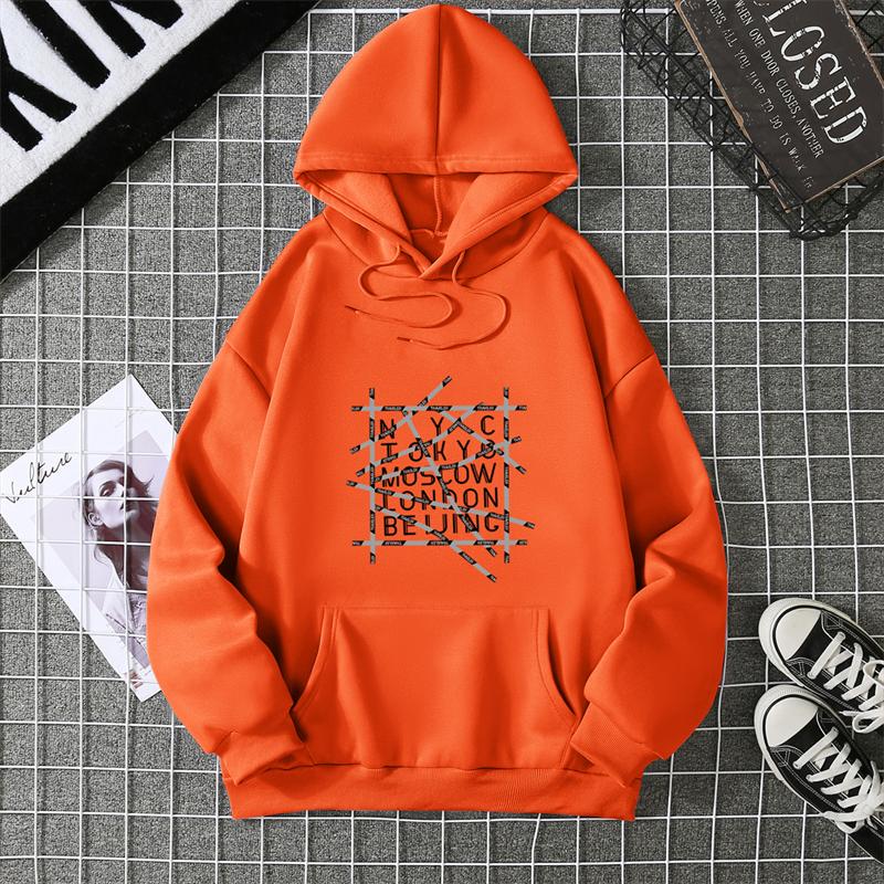 Casual Printed Hoodie Sweatshirt Men Women Trendy Lazy Top Corner Letter Cross Autumn Winter Fashion Streetwear