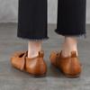 Johnature Echt Leer Zachte Zool Lage Uitsparing Platte Schoenen Comfortabele Ronde Neus Damesschoenen