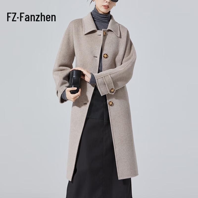 Vanzhen Women's 100% Wool Mid-Length Coat with Belt