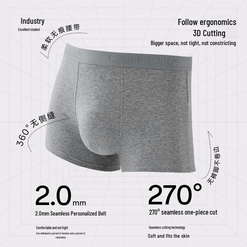 Langsha Men's Pure Cotton Boxer Briefs