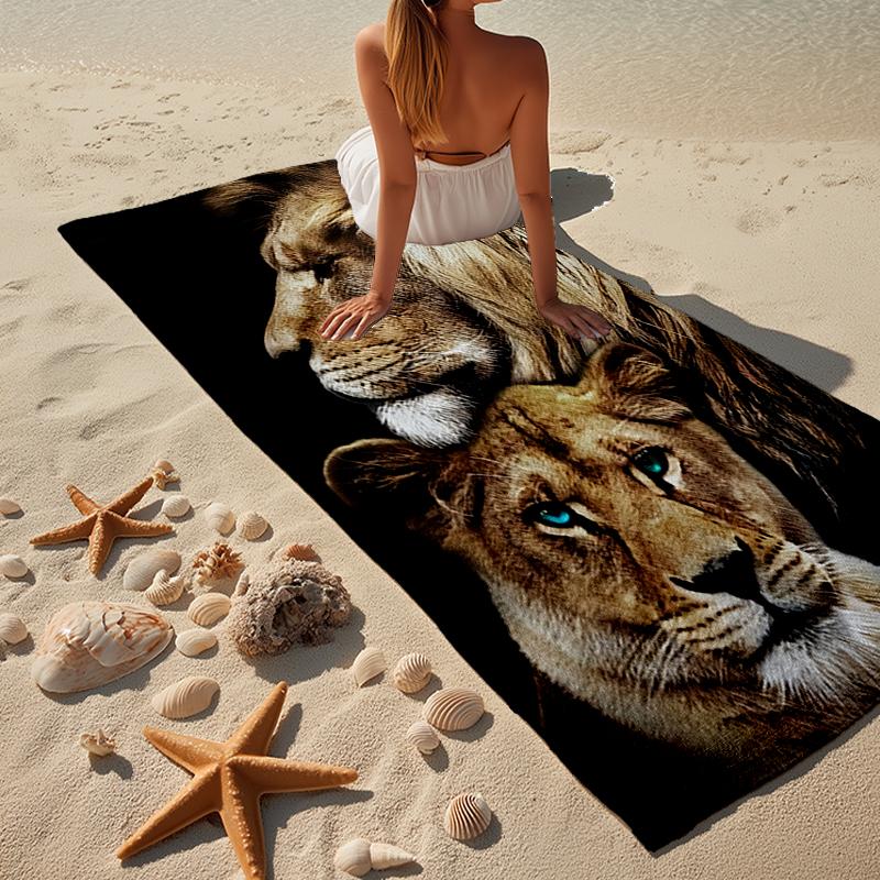 Lion Majesty In Fantasy Beach Towel, Super Soft Microfiber, Gift for Her/Him, Birthday, for Pool, Beach, Travel, Home Decor Fan Gifts