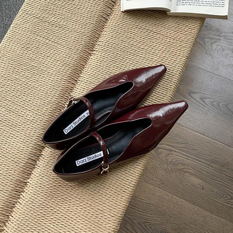 Bailamos 2025 Ladies Women Flat Shoes Fashion Brand Buckle Women Elegant Laofer Shoes Flat Heel Slip On Dress Ballerinas Shoes