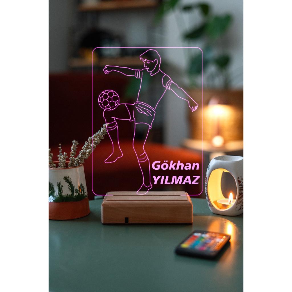 Cadeau personnalisé joueur de football faisant rebondir la lampe de bureau LED 3d balle
