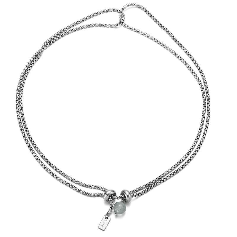 

Нохара Аой Модное двухслойное ожерелье из титановой стали с натуральными камнями для мужчин и женщин