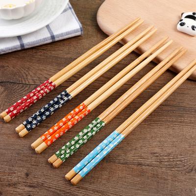 5 Pairs Food Chopsticks Environmental Friendly Convenient Lightweight Japanese Style Floral Wood Noodles Chopsticks for Hotel