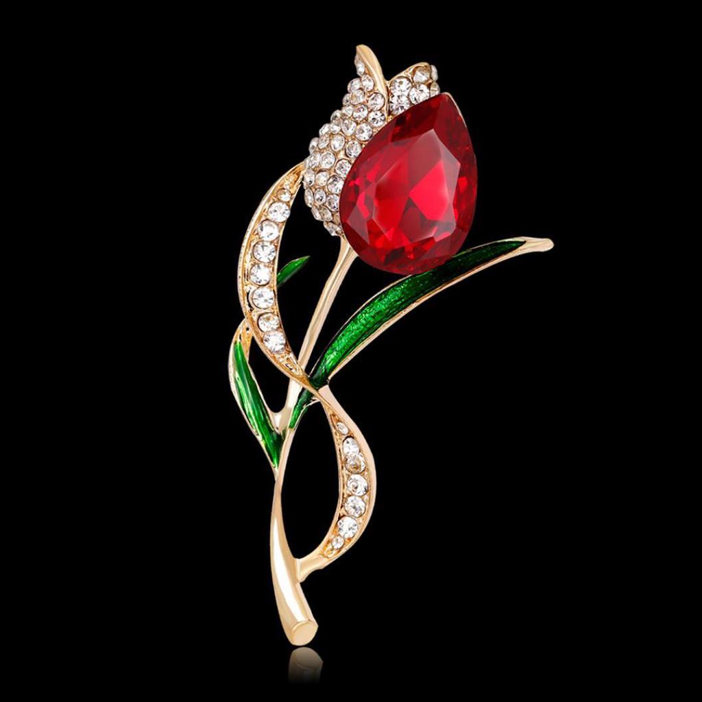 Lady Elegant Tulip Flower Multicolor Rhinestone Brooch Pin Evening Party Jewelry AVE