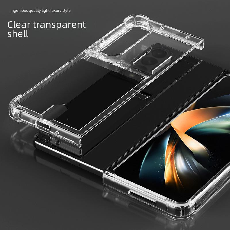 Anti-fall card holder case for Samsung Galaxy Z Fold 6, transparent TPU, fits Fold 5, foldable design.