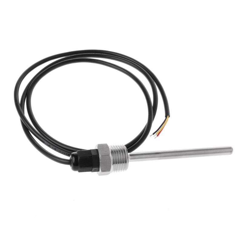 DS18B20 Digital Temperature Sensor G1/2\" Thread Probe DIA=7mm 3-core Wire SUS304 Drop Ship